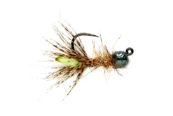 Peeping Caddis Jig Burnt Green (TBH) Barbless By Fulling Mill