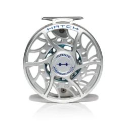 Hatch Iconic Fly Reel // 11 Plus -Fish Mate Store Iconic11PlusReel ClearBlue MidArbor Front