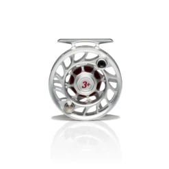 Hatch Iconic Fly Reel // 3 Plus -Fish Mate Store Iconic3PlusReel ClearRed LargeArbor Back