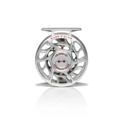 Hatch Iconic Fly Reel // 3 Plus -Fish Mate Store Iconic3PlusReel ClearRed LargeArbor Front