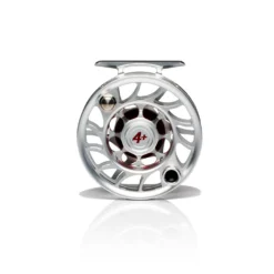 Hatch Iconic Fly Reel // 4 Plus -Fish Mate Store Iconic4PlusReel ClearRed LargeArbor Back