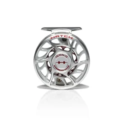 Hatch Iconic Fly Reel // 4 Plus -Fish Mate Store Iconic4PlusReel ClearRed LargeArbor Front