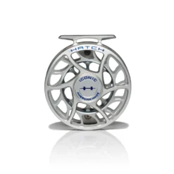 Hatch Iconic Fly Reel // 5 Plus -Fish Mate Store Iconic5PlusReel ClearBlue LargeArbor Front