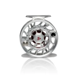 Hatch Iconic Fly Reel // 5 Plus -Fish Mate Store Iconic5PlusReel ClearRed MidArbor Back
