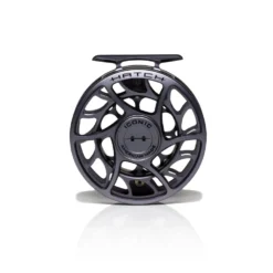 Hatch Iconic Fly Reel // 5 Plus -Fish Mate Store Iconic5PlusReel GreyBlack LargeArbor Front