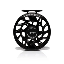 Hatch Iconic Fly Reel // 9 Plus -Fish Mate Store Iconic9PlusReel BlackSilver LargeArbor Front