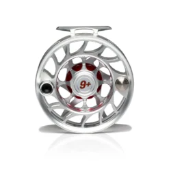 Hatch Iconic Fly Reel // 9 Plus -Fish Mate Store Iconic9PlusReel ClearRed LargeArbor Back